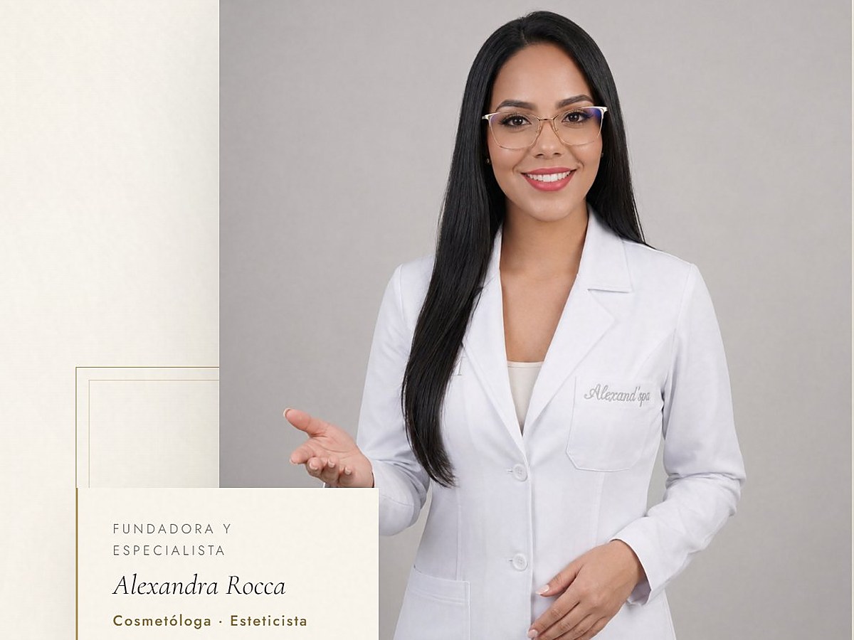 Alexand'spa bilingual cosmetology website hero — Alexandra Rocca founder portrait