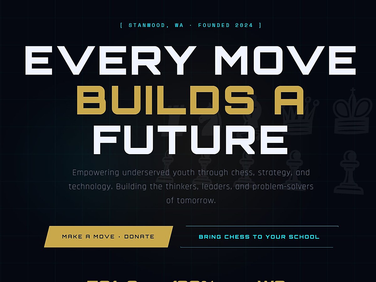 Young Minds Chess Foundation website hero — 'Every Move Builds a Future' headline
